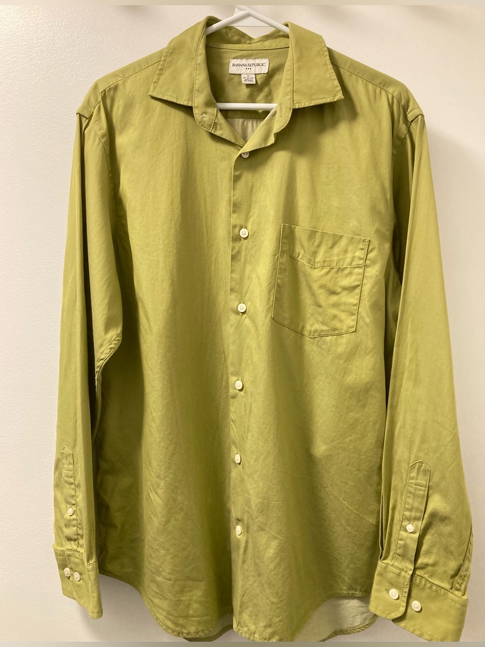 Banana Republic Men’s Olive Chartreuse Green Cotton Button-Down Shirt M